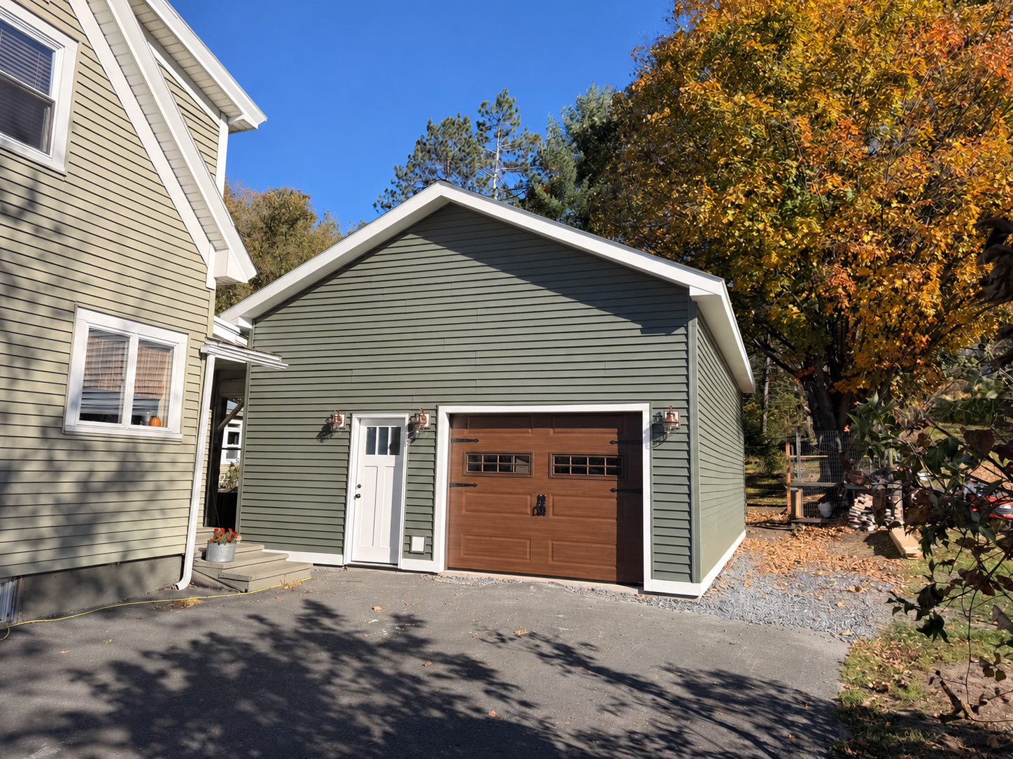 Garage Build — completed garage view 1